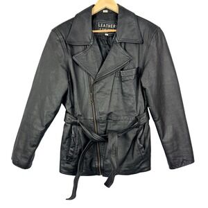 Wilson's Leather Small Women's Black Genuine Leather Belted Classic Moto Jacket